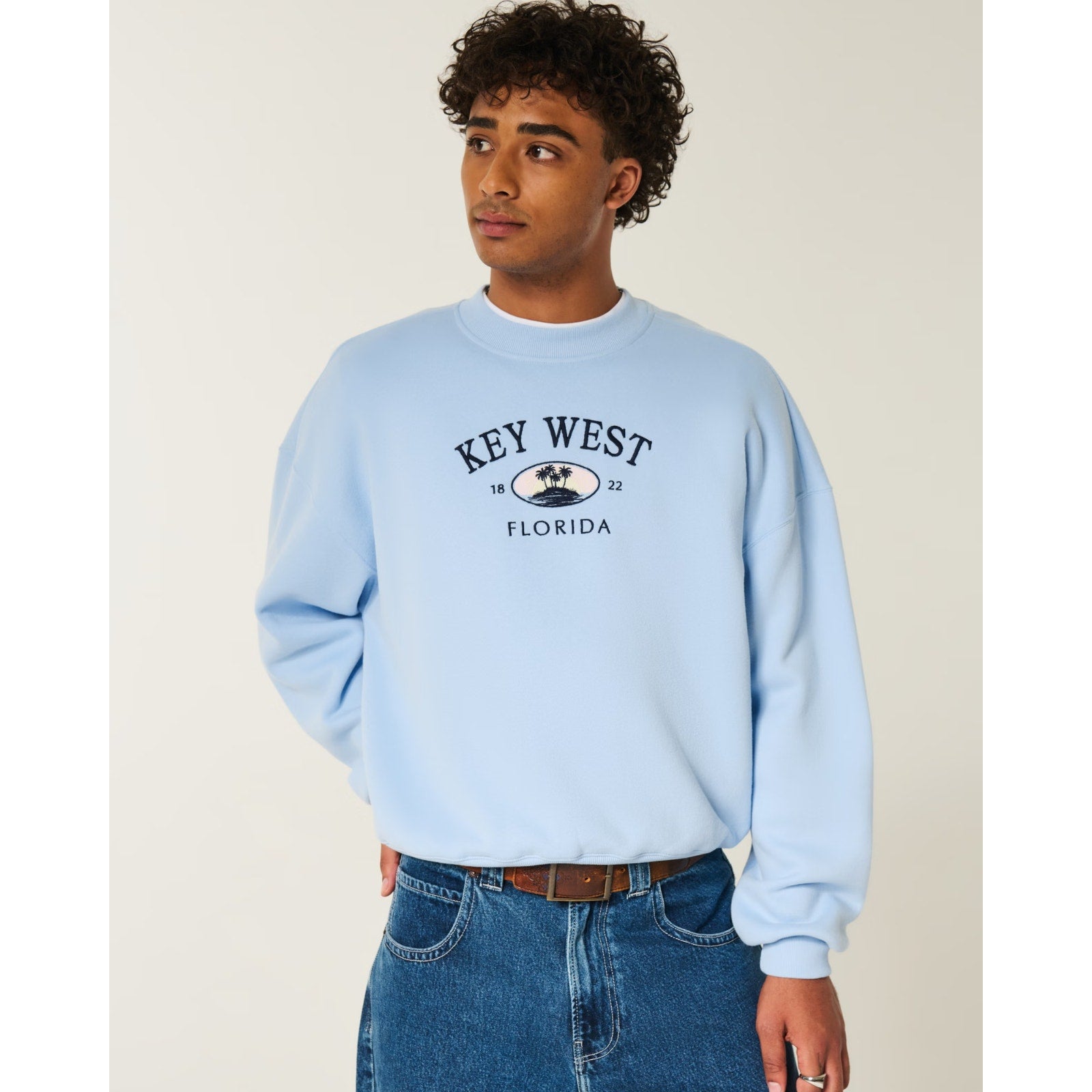 Hollister Key West Florida Embroidered Baggy Cinch Sweatshirt Large NEW
