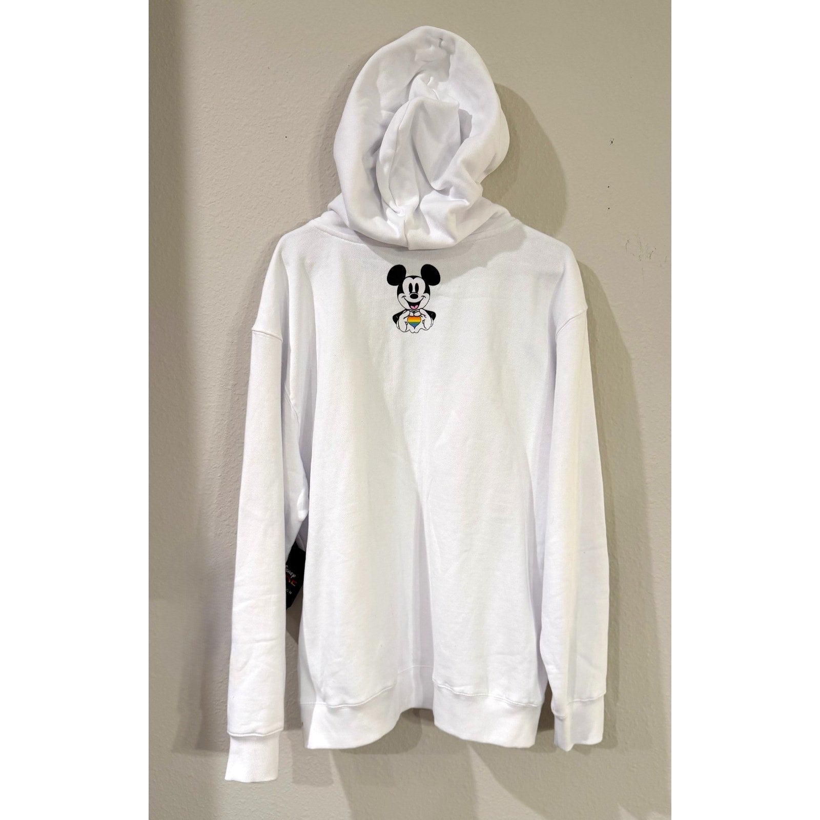 NWT Disney Parks Adult Large Pride Collection Mickey Mouse White Pullover Hoodie