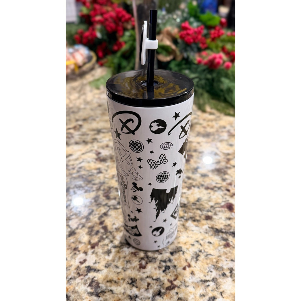 NEW Disney Parks Walt Disney World Black & White 24oz Tumbler