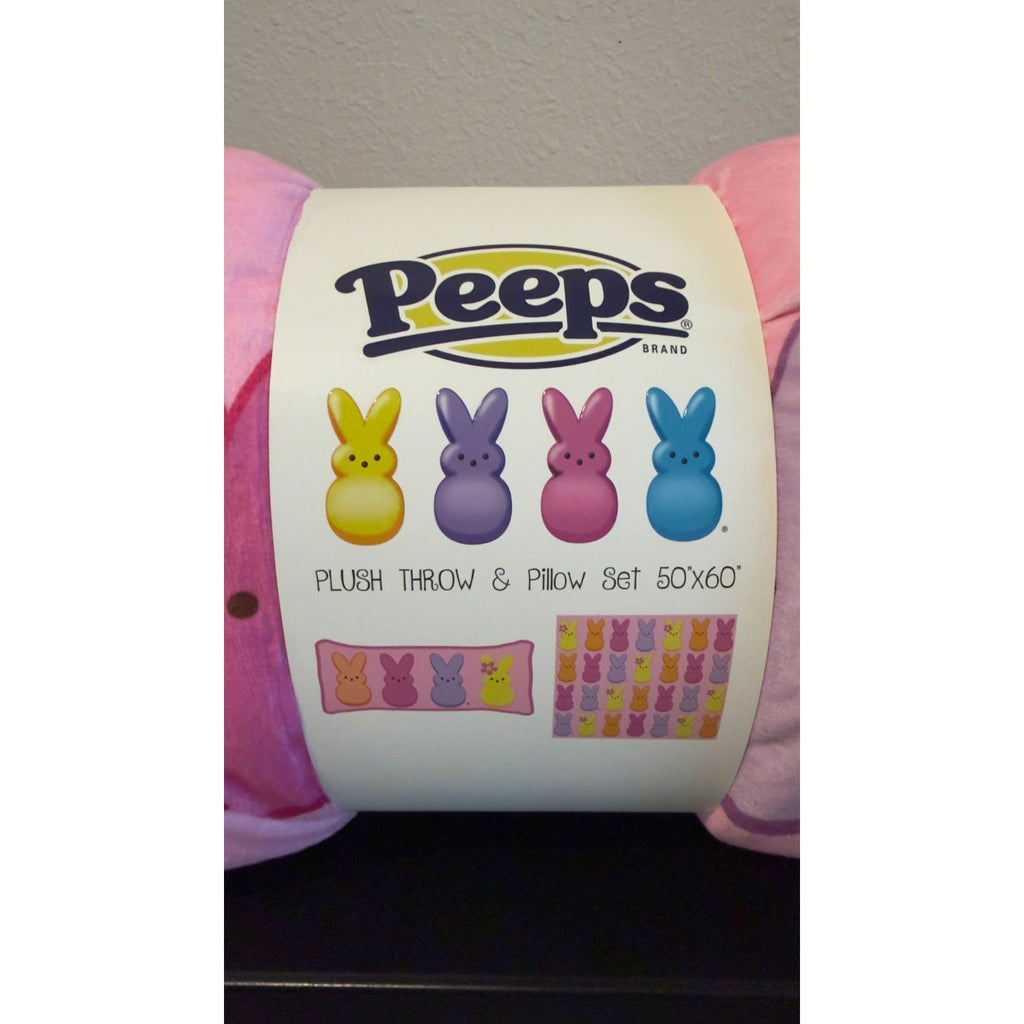 Peeps Pink 2-Piece Plush Set — Throw & Pillow 50x60 - NEW