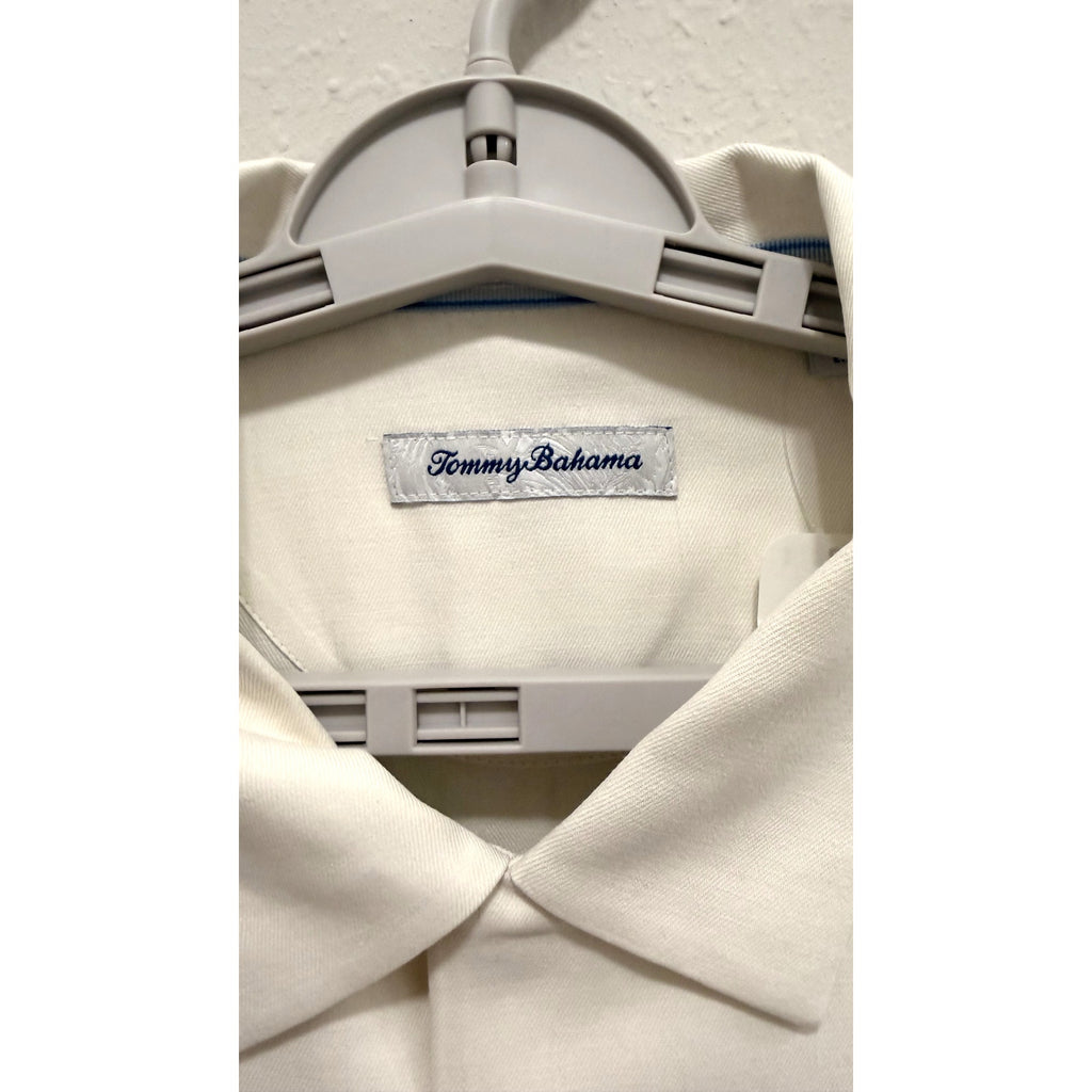 Tommy Bahama Paradise Petals Silk Camp Shirt Ivory White Men's Large NWT