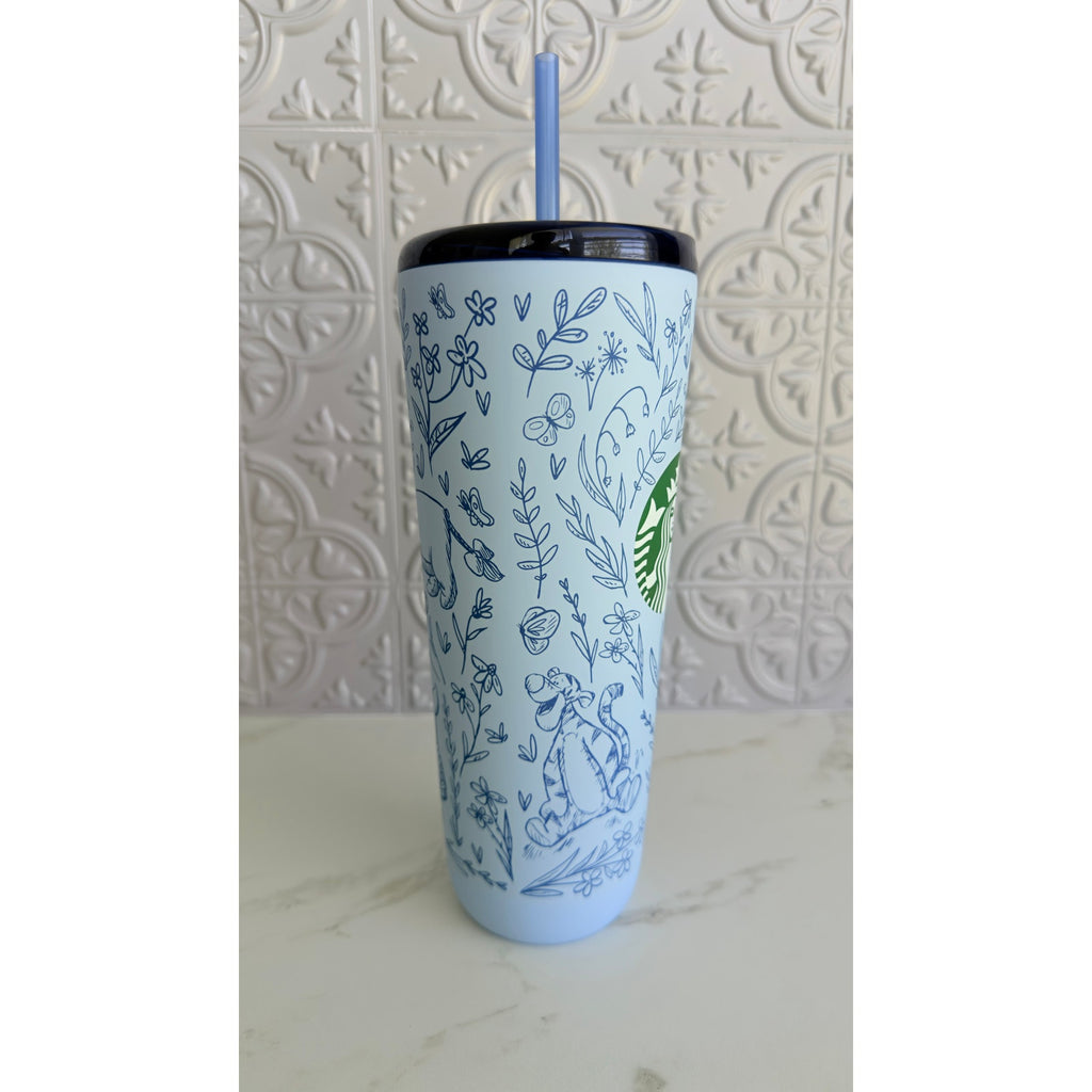 Disney Parks 2026 Winnie the Pooh & Friends Blue Starbucks Tumbler Cup 24oz New