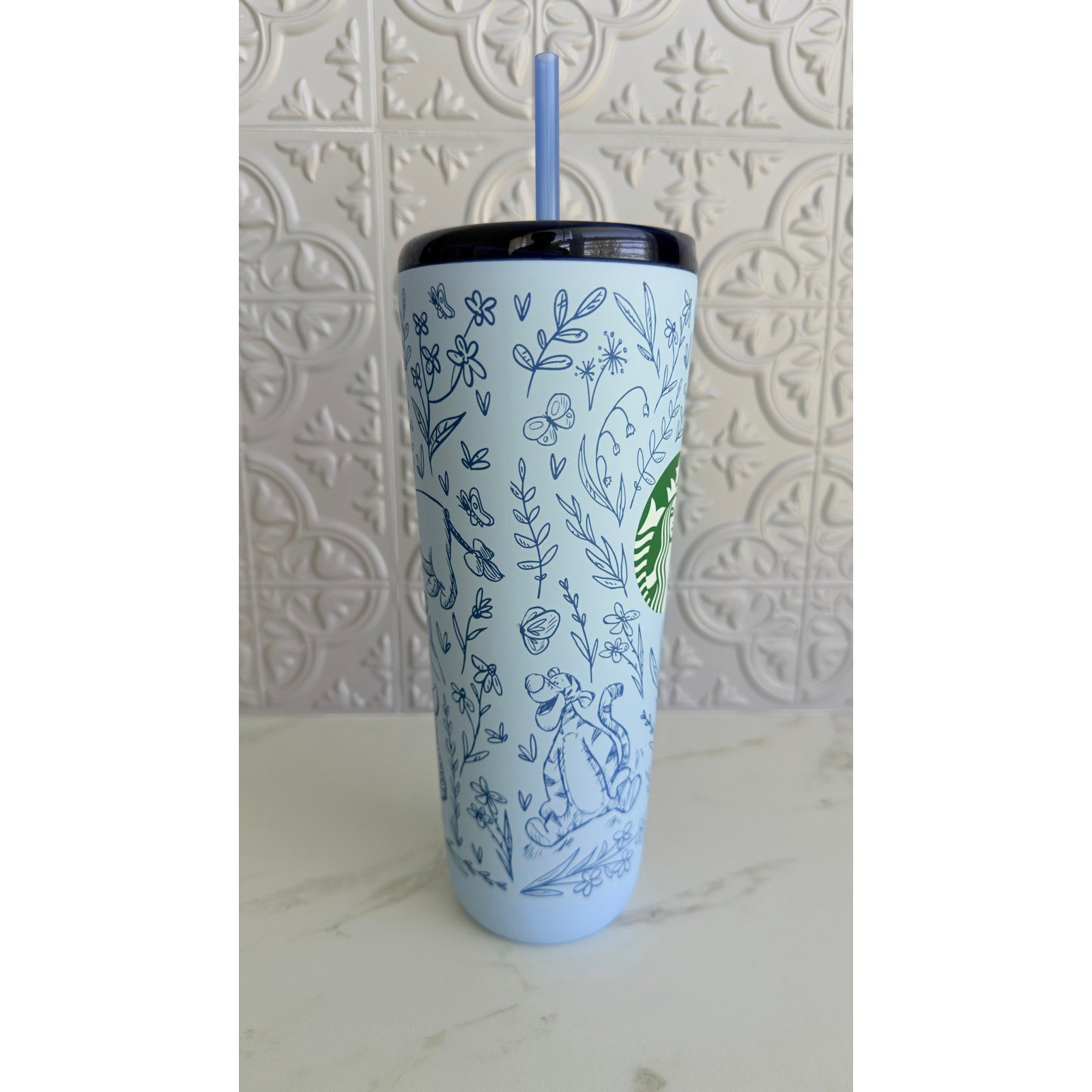Disney Parks 2026 Winnie the Pooh & Friends Blue Starbucks Tumbler Cup 24oz New