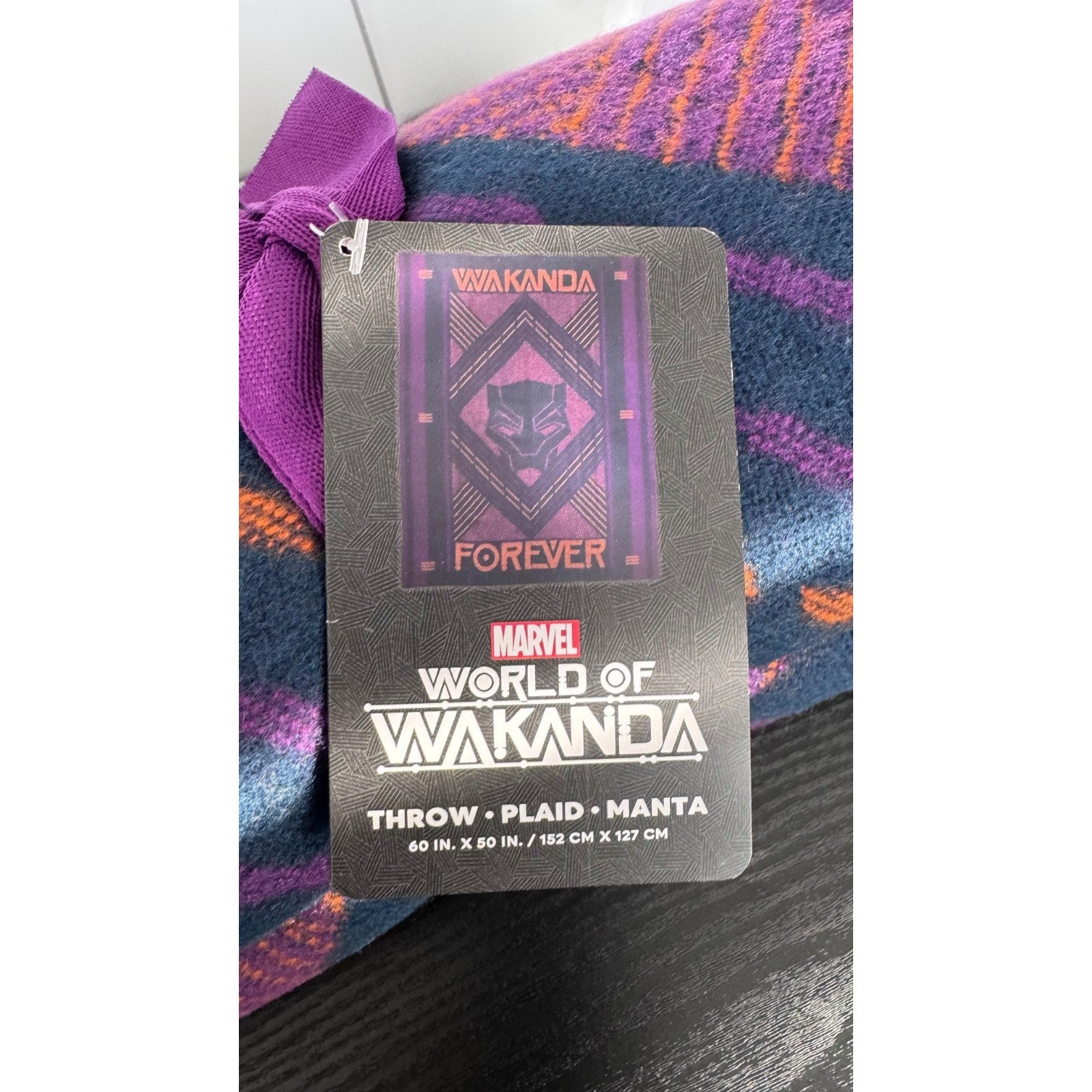 NEW Black Panther Throw Blanket World Of Wakanda Forever Disney Marvel 60"x50"