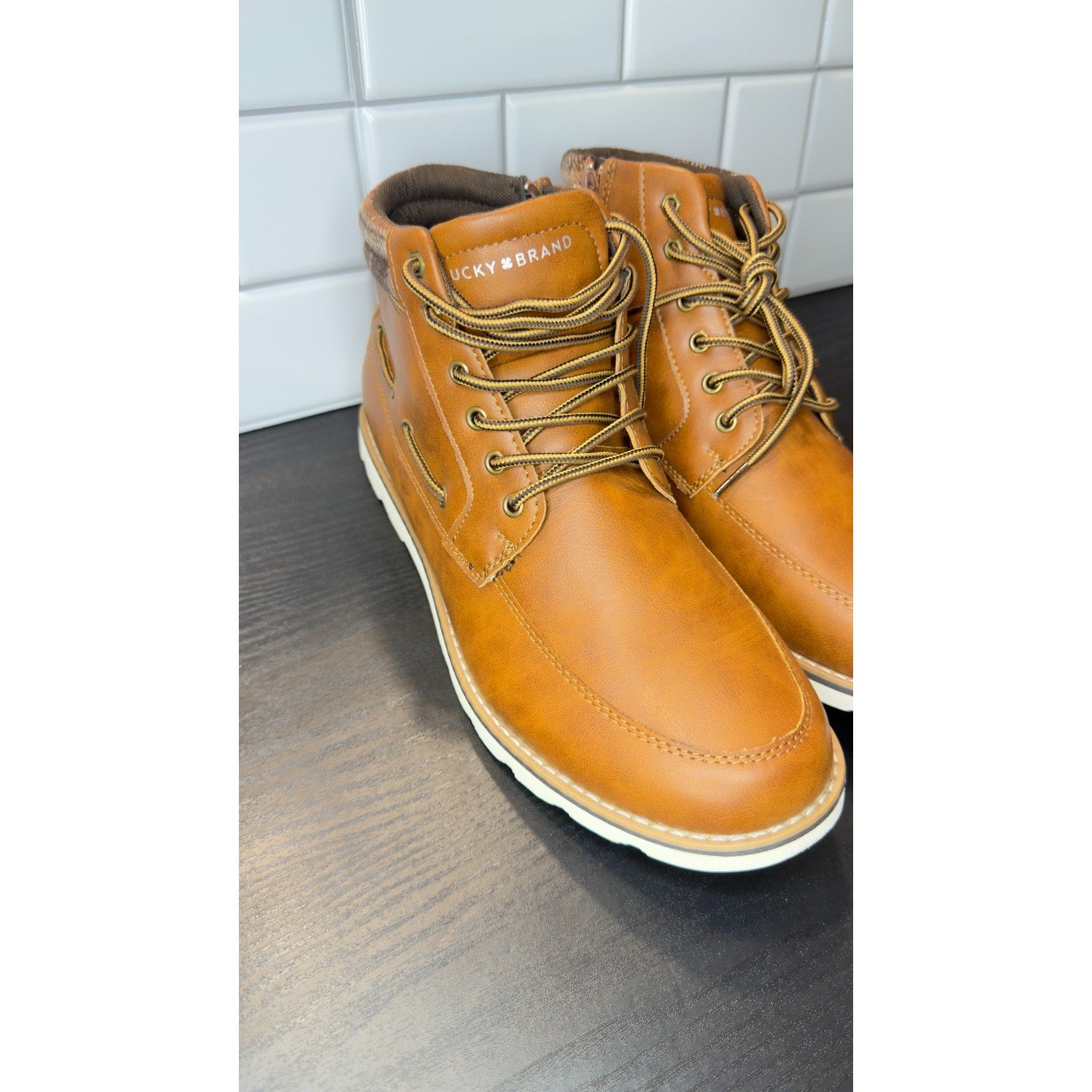 Lucky Brand Kenny Men’s Brown Leather Lace-Up Boots - Size 11.5