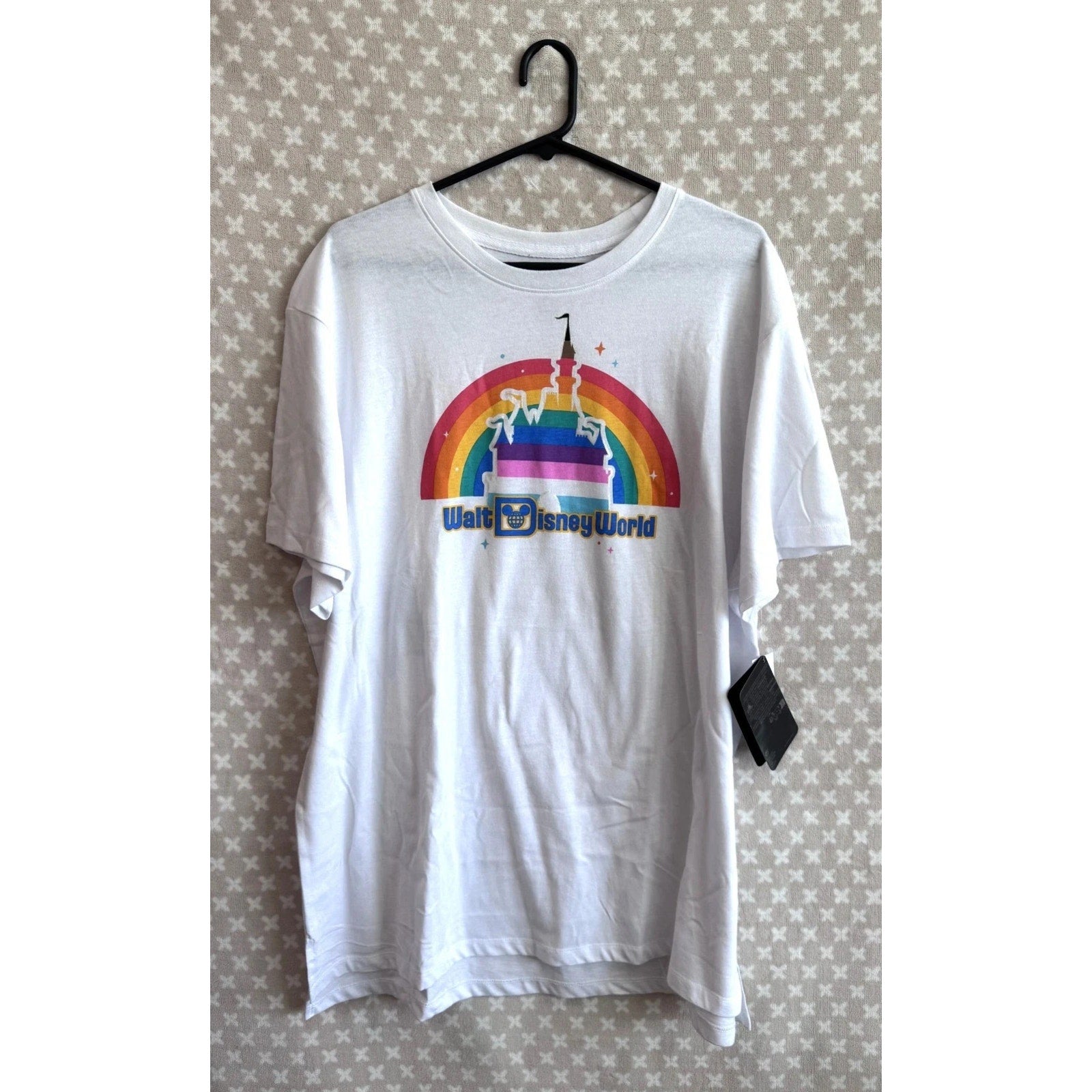 Disney Parks Rainbow Castle T-Shirt Women's Large WDW Mickey Pride Tee NWT