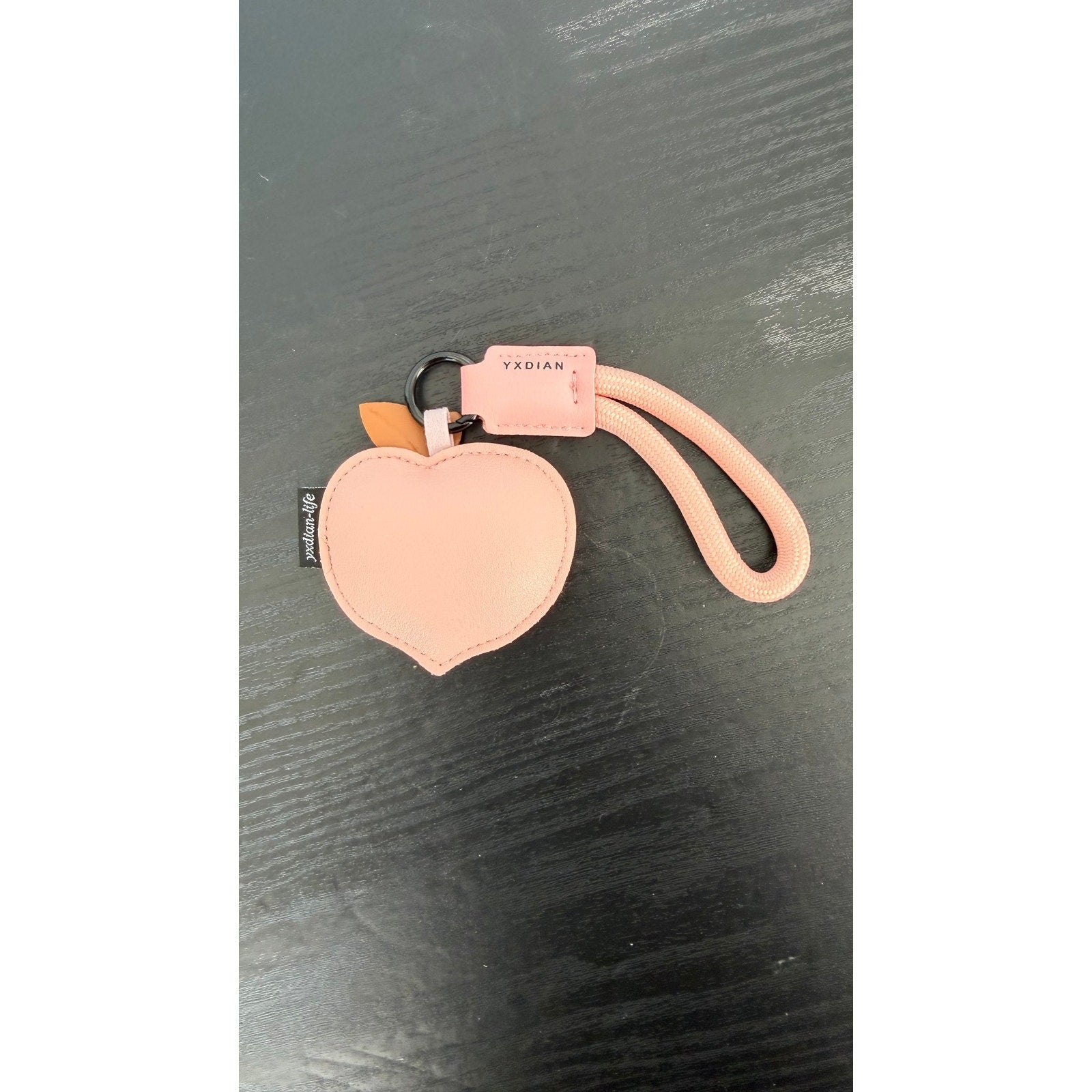 Creative Faux Leather Fruit Keychain - Peach NEW