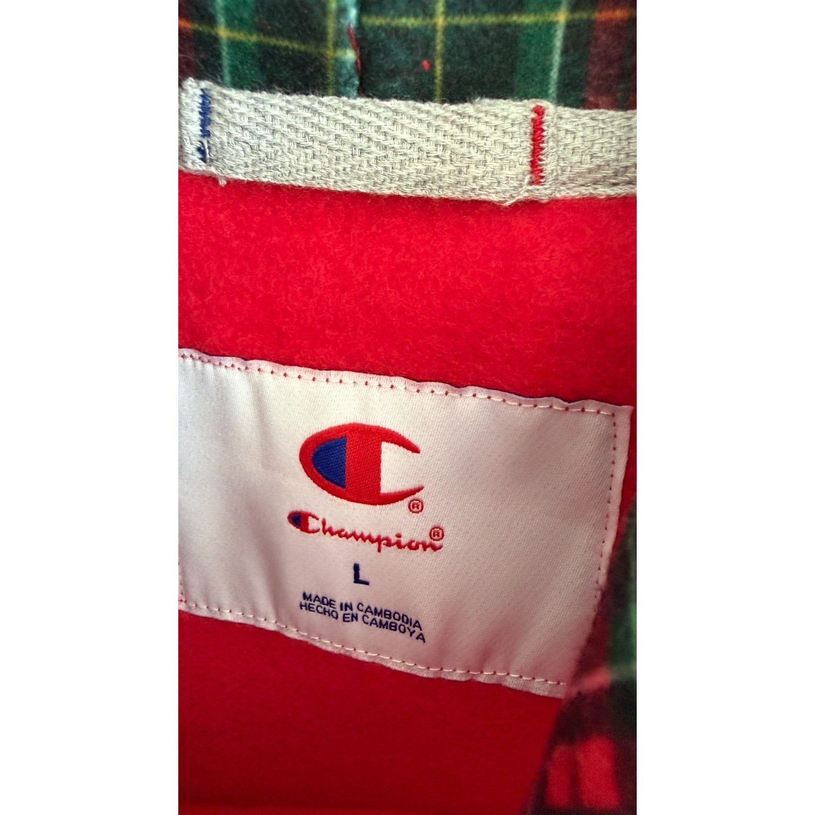 NEW Champion Men’s Plaid Hoodie Sweatshirt – Adult Large