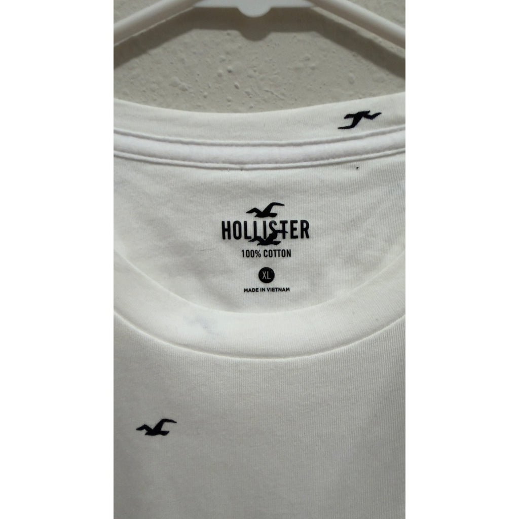 NWT Hollister Men's XL White Seagull All-Over Print Cotton Crewneck T-Shirt