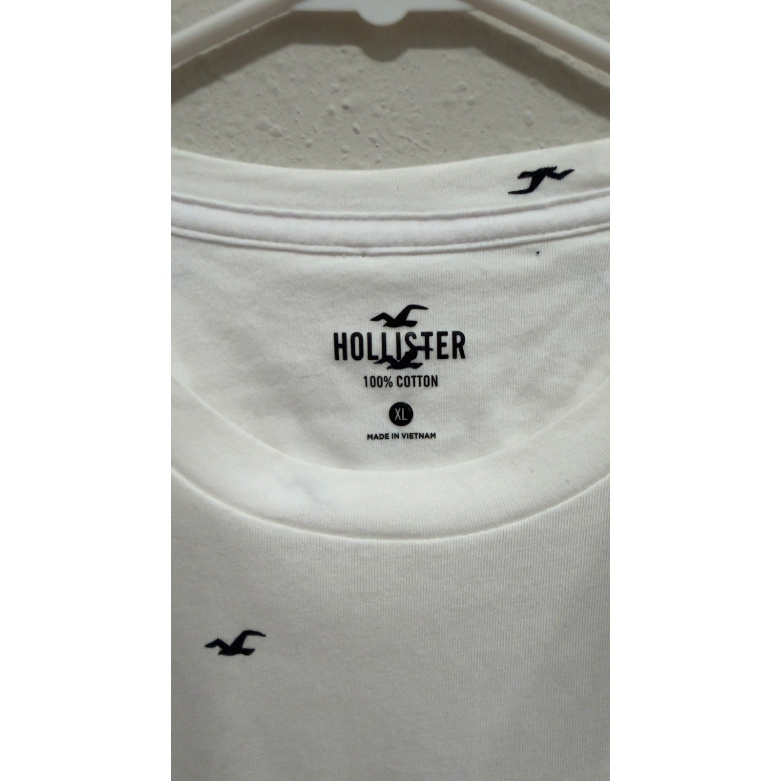 NWT Hollister Men's XL White Seagull All-Over Print Cotton Crewneck T-Shirt