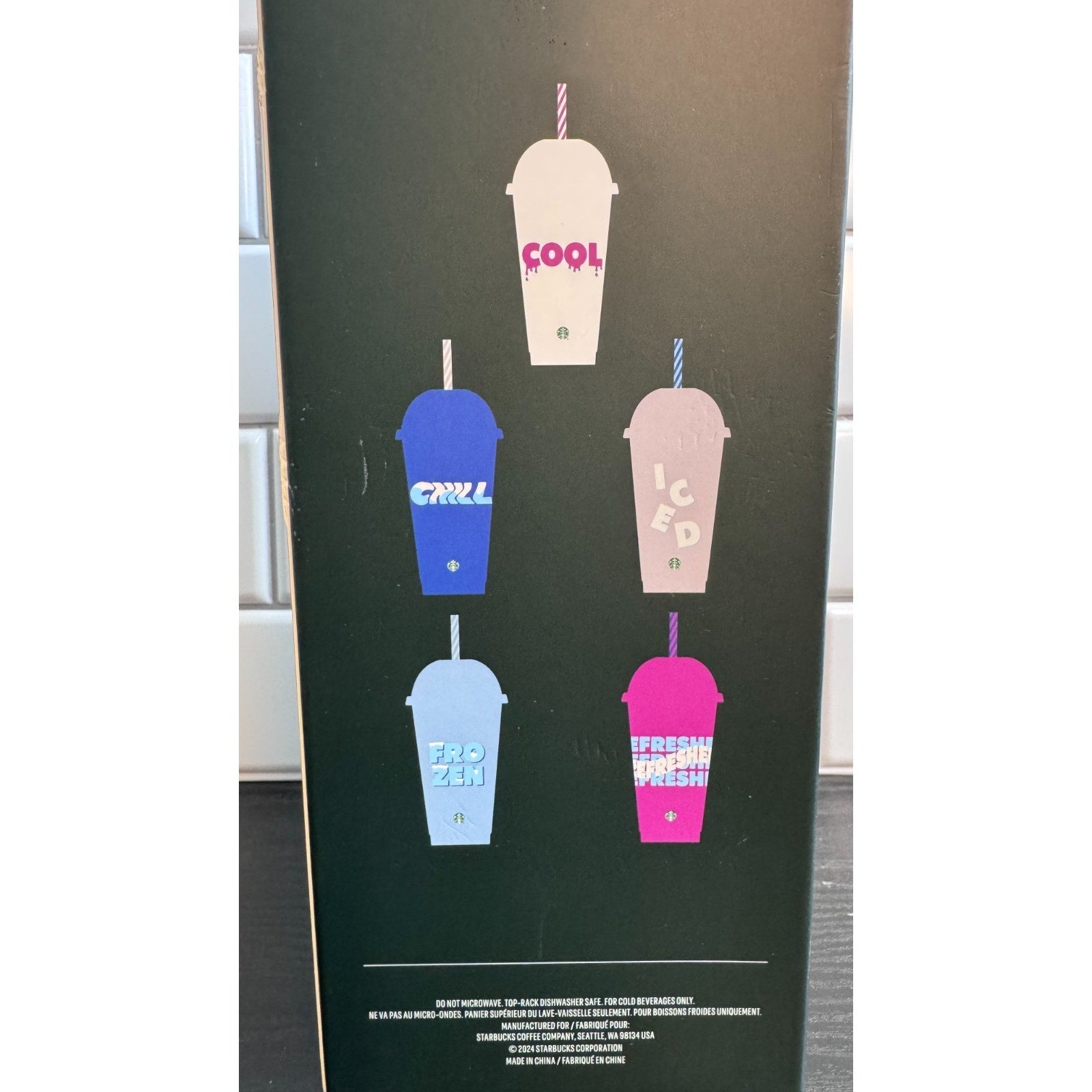 Starbucks 5-Pack Reusable Cold Cups with Dome Lids & Straws (24oz Venti) NEW