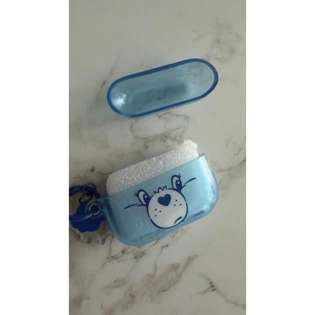 Care Bears Grumpy Bear Clear Blue AirPods Pro Case Cover & Charm Ring NEW