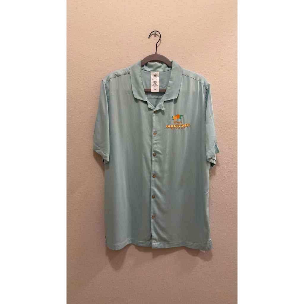 Disney Vacation Club Old Key West Embroidered Camp Shirt Light Blue NWT Large