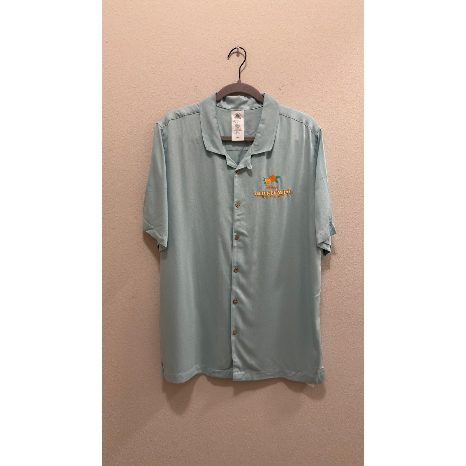 Disney Vacation Club Old Key West Embroidered Camp Shirt Light Blue NWT Large