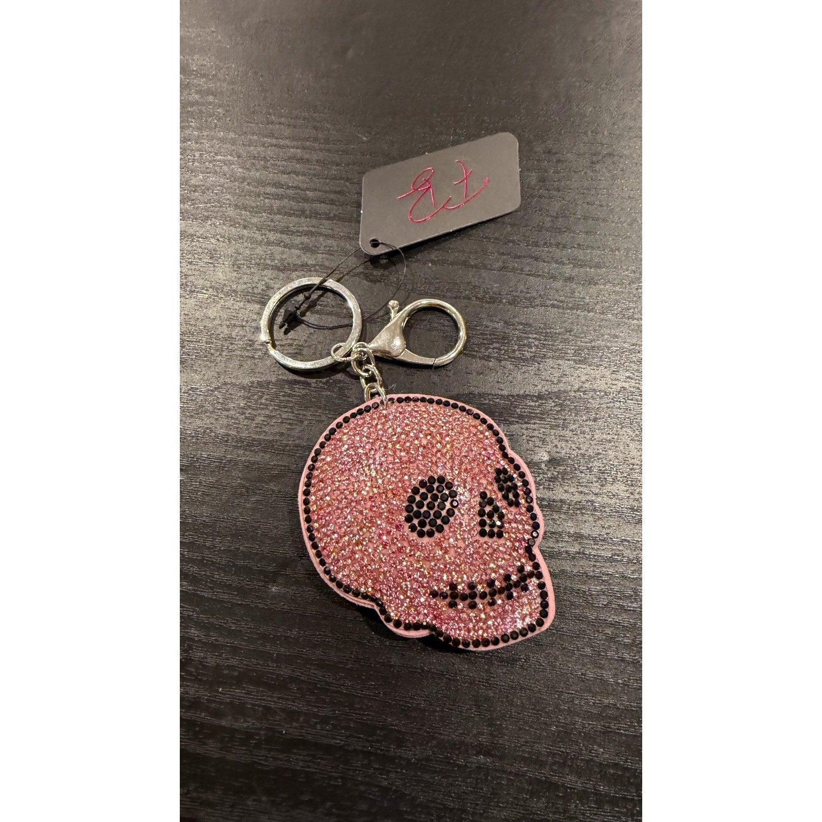 Pink Bling Skull Keychain / Sugar Skull Bag Charm