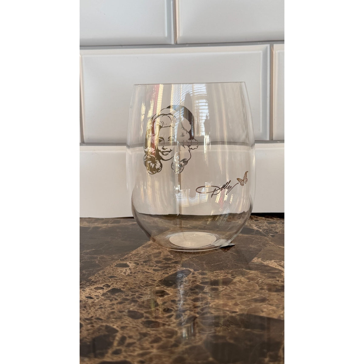 Dolly Parton Holiday Wine Tumbler Acrylic Plastic 4” NEW
