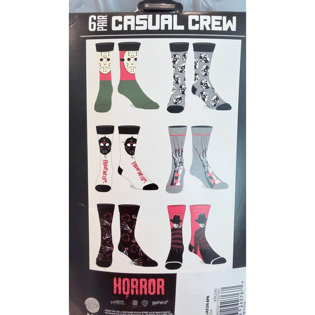 NEW Freddy Vs. Jason Men’s Crew Socks - 6 Pair Pack