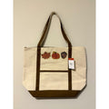 NWT Kirkland's Home Fall Mocha Canvas Tote Bag Sequin Appliques Zip Top
