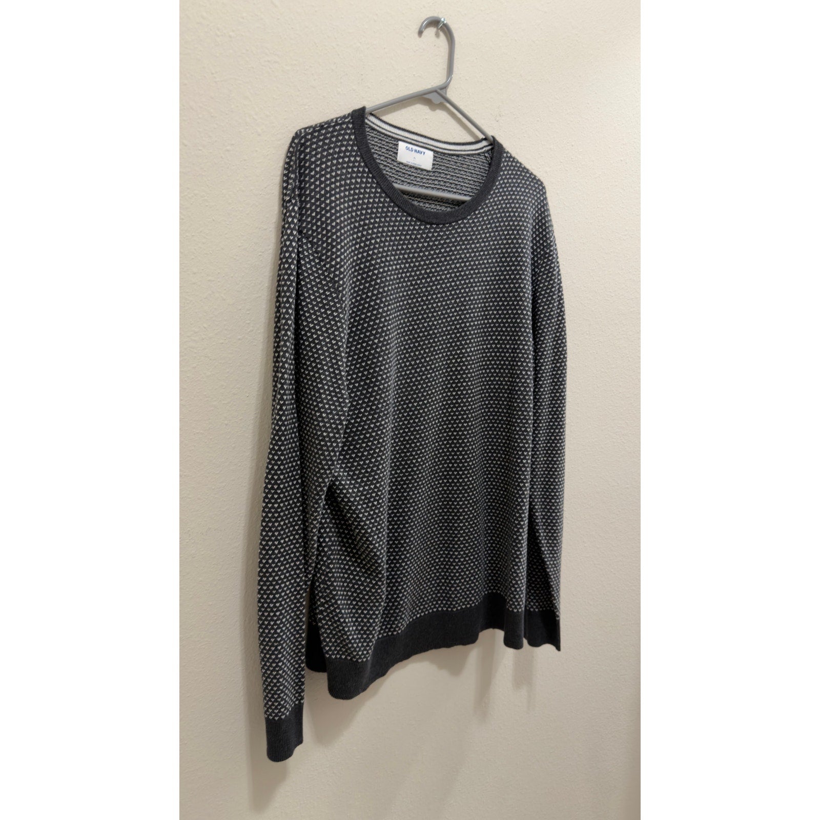 Old Navy Men's Black White Micro Pattern Knit Crewneck Sweater XL