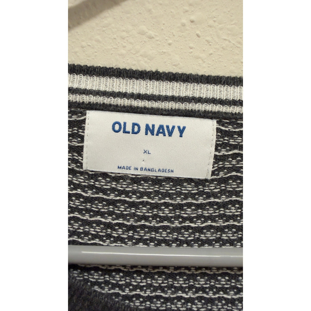 Old Navy Men's Black White Micro Pattern Knit Crewneck Sweater XL