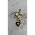 Disney Parks It's a Small World Hello Heart Keychain Bag Charm Gold Tone NEW