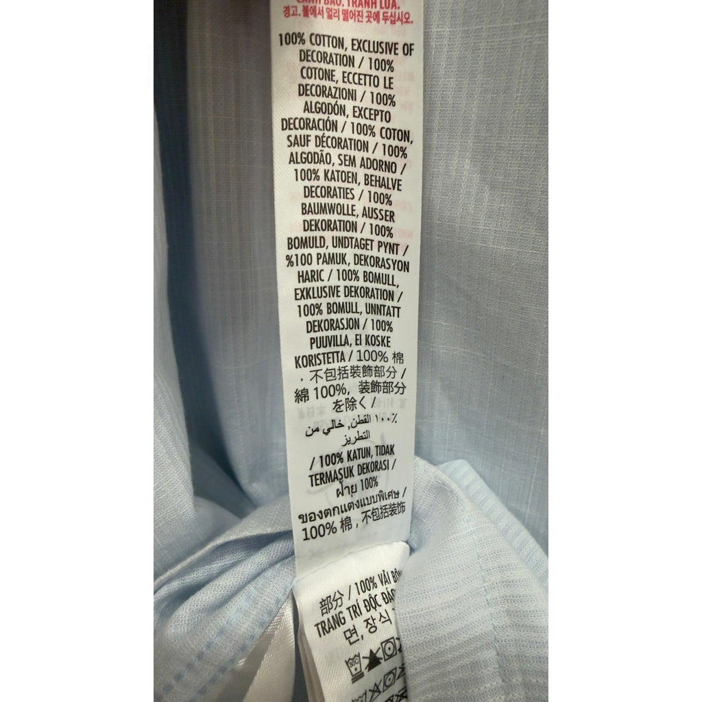 Disney Walt Disney World Logo Adult Button-Up Light Blue Pinstripe NWT Large