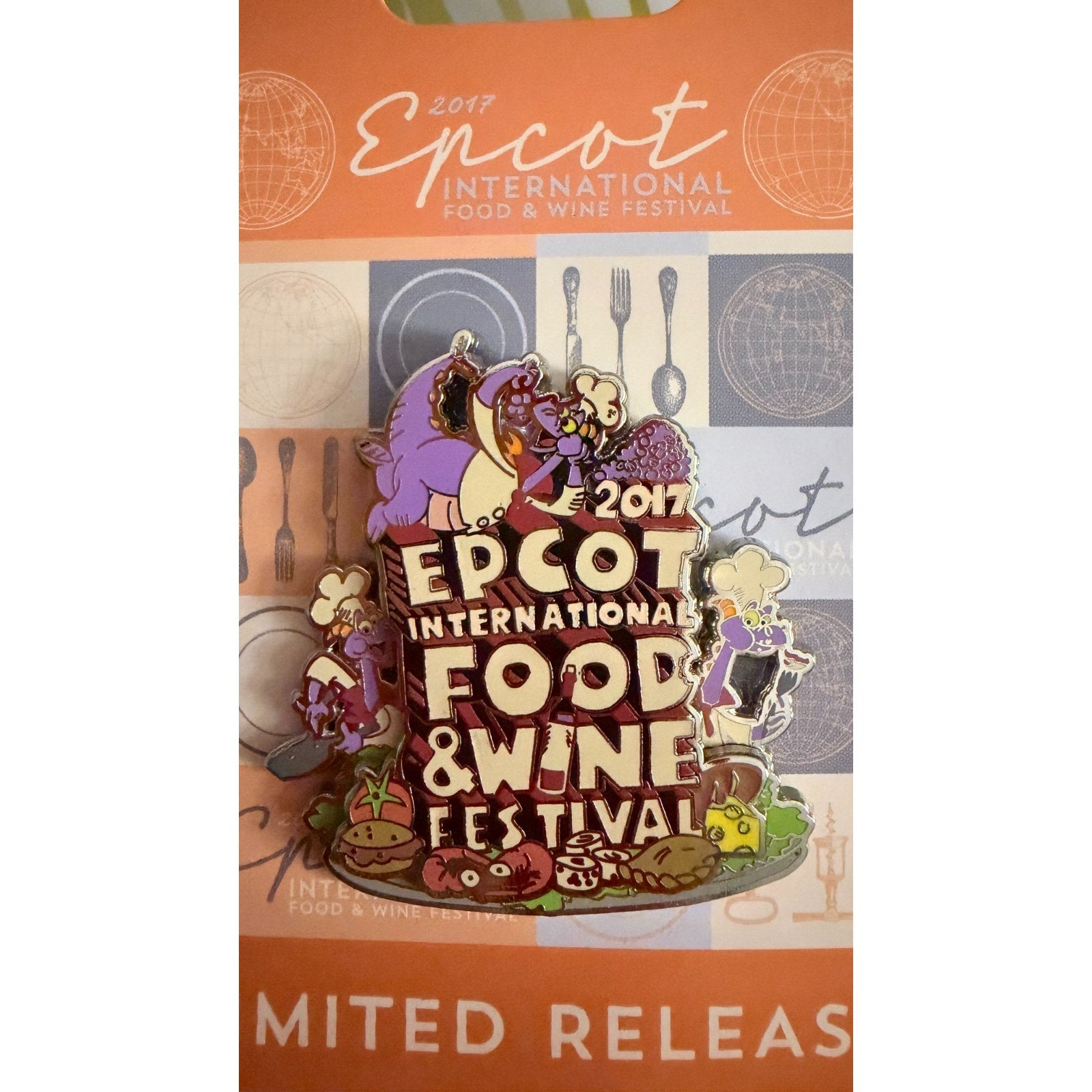 Disney Parks 2017 Epcot Food & Wine Festival Chef Figment 3D Pin Limited