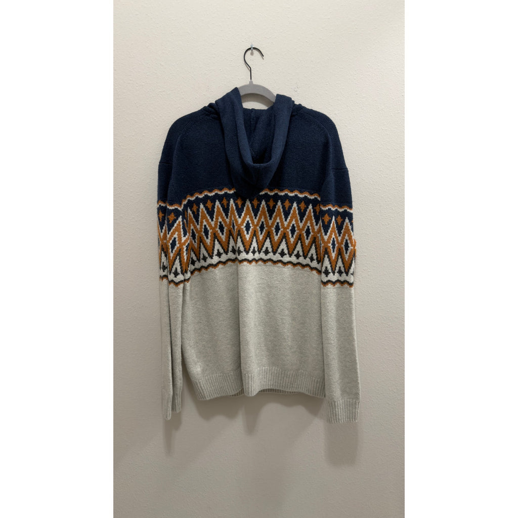 Old Navy Go-Recycled Fair Isle Knit Pullover Hoodie Sweater Men's Large