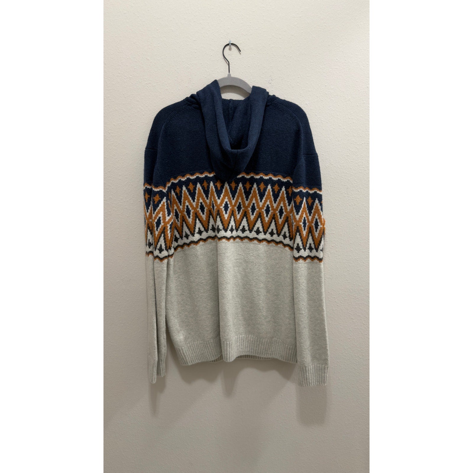 Old Navy Go-Recycled Fair Isle Knit Pullover Hoodie Sweater Men's Large