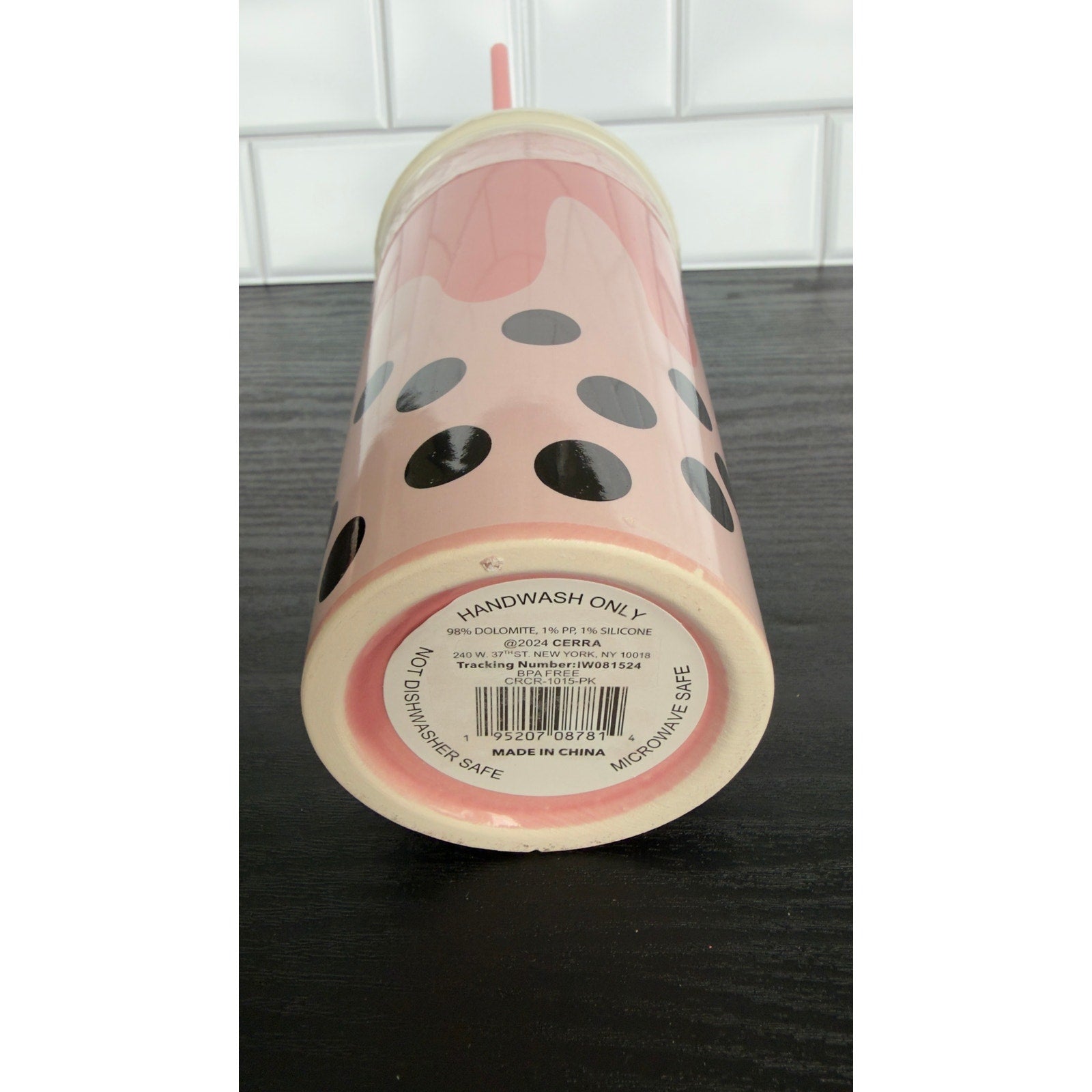 Cerra Ceramic Pink Boba Tea Decorative Cup