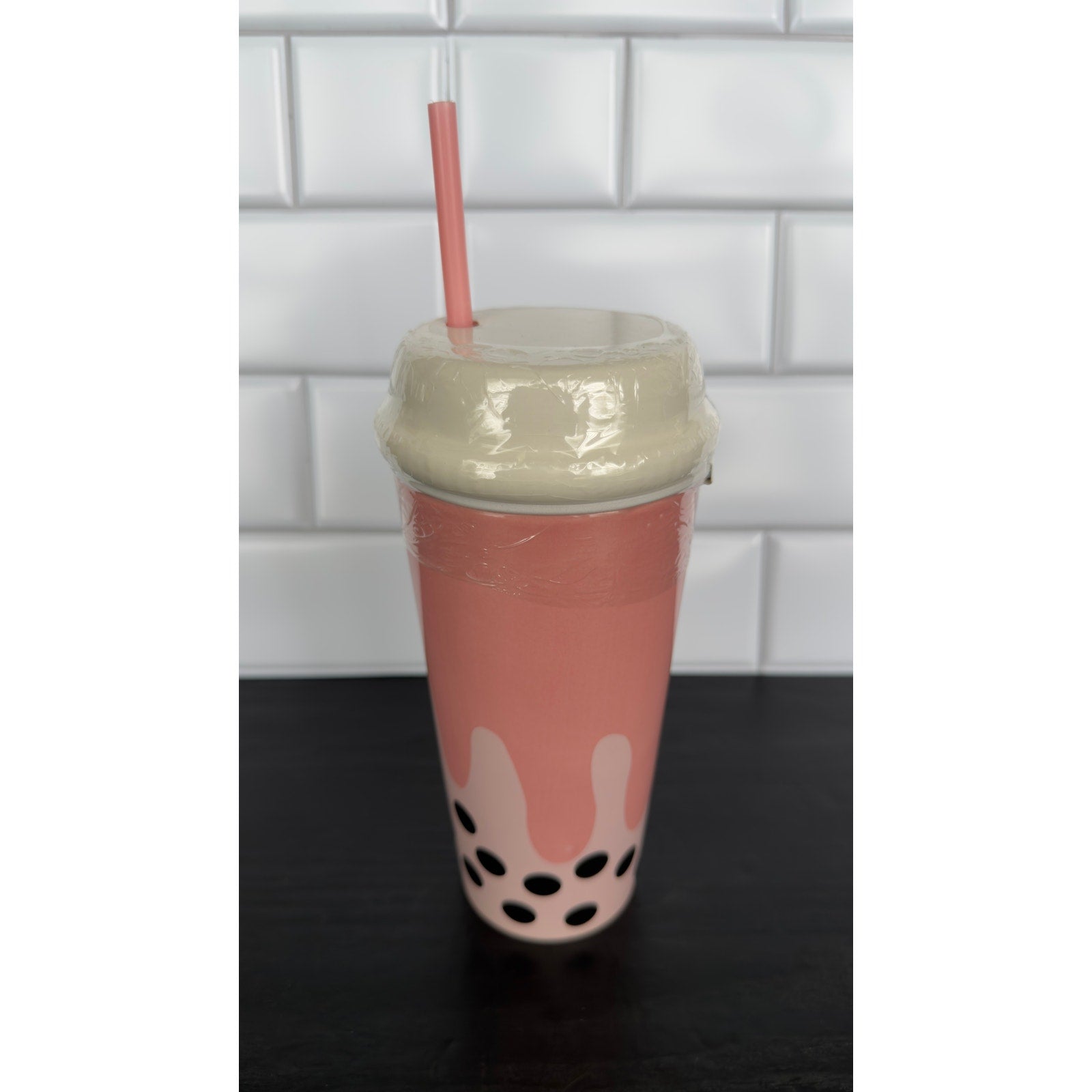 Cerra Ceramic Pink Boba Tea Decorative Cup