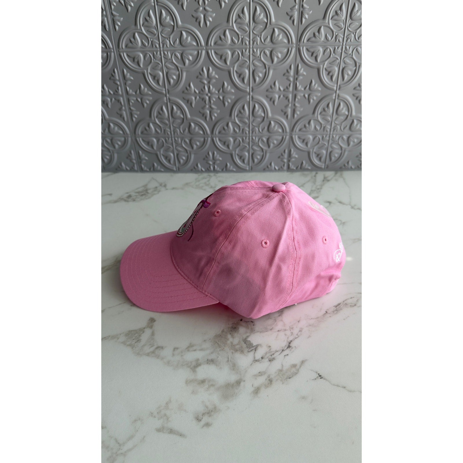 Disney Parks Pink Embroidered Castle Cameo Bow Baseball Cap Hat Adjustable NEW