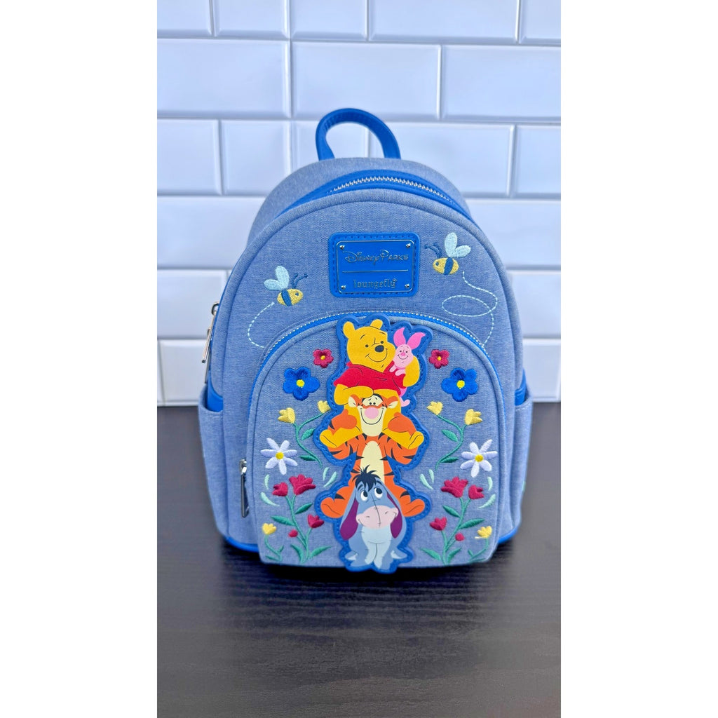 Disney Parks x Loungefly Denim Winnie the Pooh and Friends Mini Backpack NWT