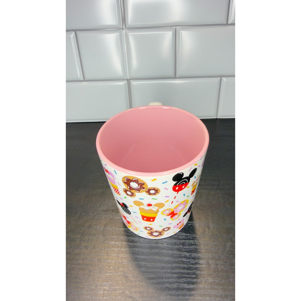 Disney Eats Mickey & Minnie Donut Coffee Mug - Large 16 oz Pink & White - NWT