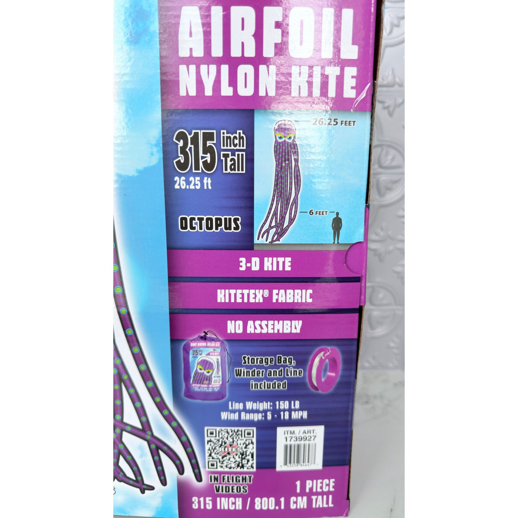 Giant Airfoil Nylon Octopus 26' Fabric Kite NEW