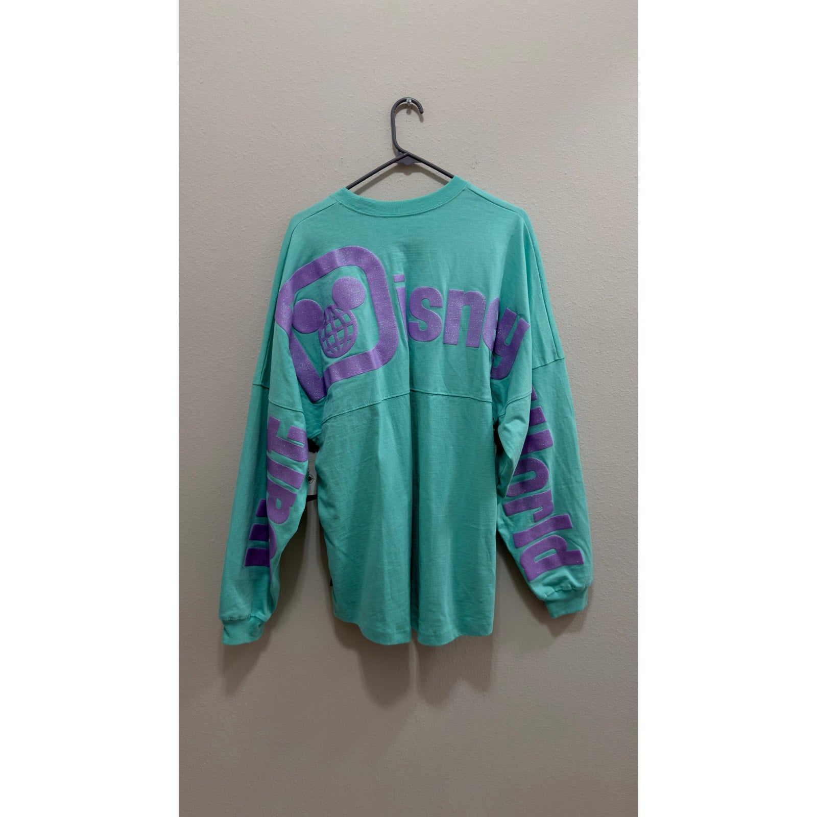 Walt Disney World Spirit Jersey Large Mint Green Pistachio Purple Glitter NWT