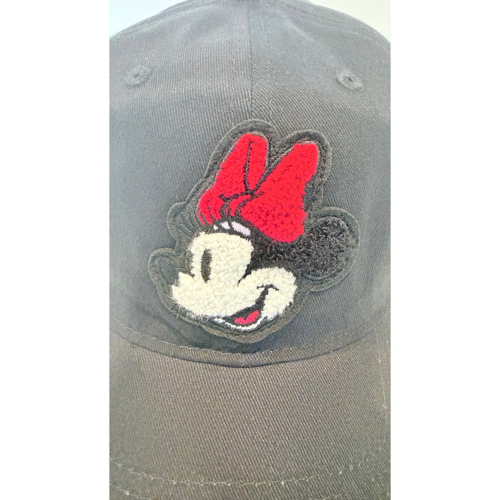 NWT Disney Minnie Mouse Chenille Patch Adjustable Baseball Cap - Black