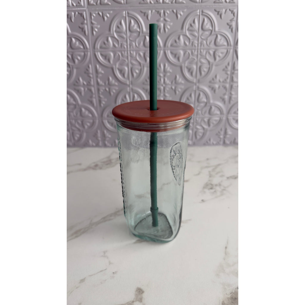 Starbucks 100% Recycled Glass Cold Cup Tumbler 16 oz Terra Cotta Lid