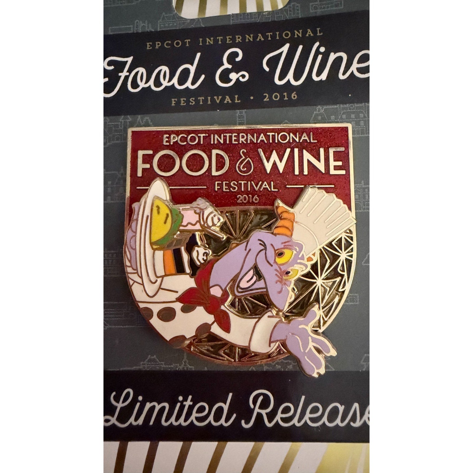 Disney Parks 2016 Epcot Food & Wine Festival Figment Pin Limited Release