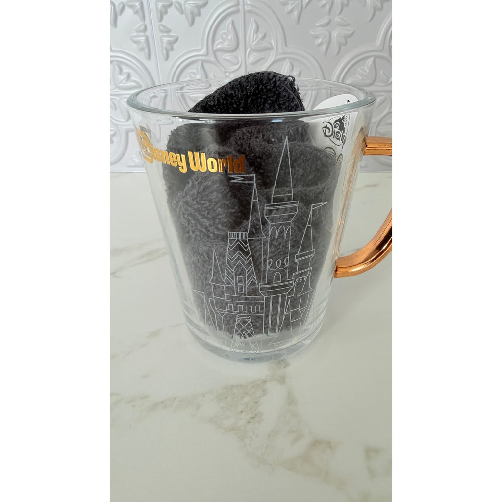 Walt Disney World Cinderella Castle Clear Glass Mug with Gold Handle NWT