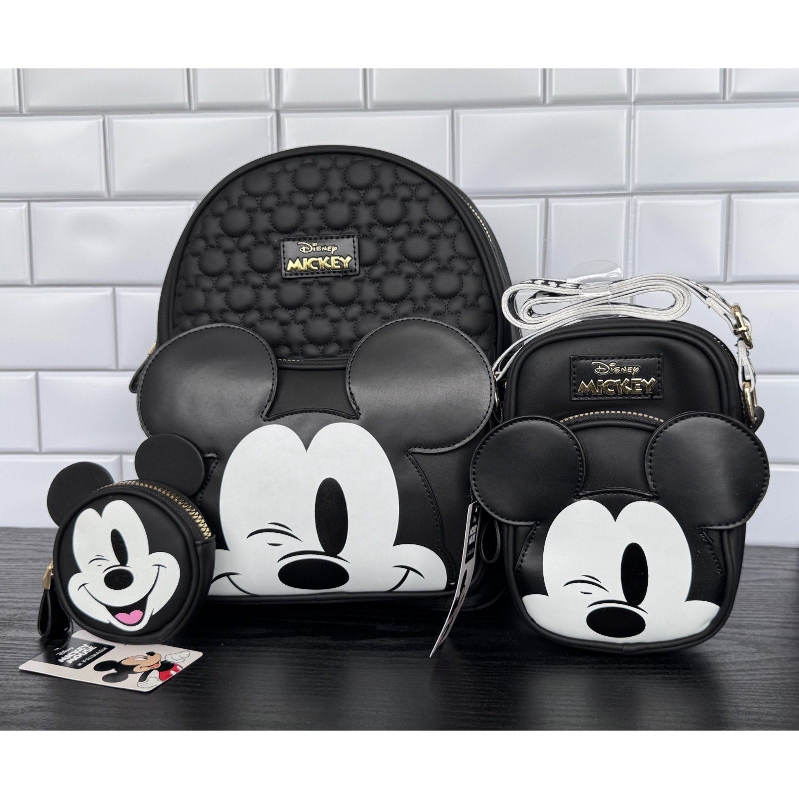 Primark x Disney Winking Mickey Mouse 3-Piece Set-Backpack, Phone Bag, Coin bag