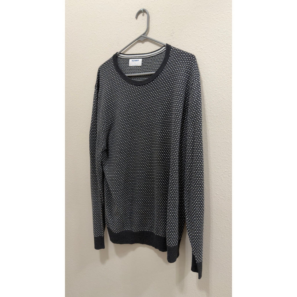 Old Navy Men's Black White Micro Pattern Knit Crewneck Sweater XL