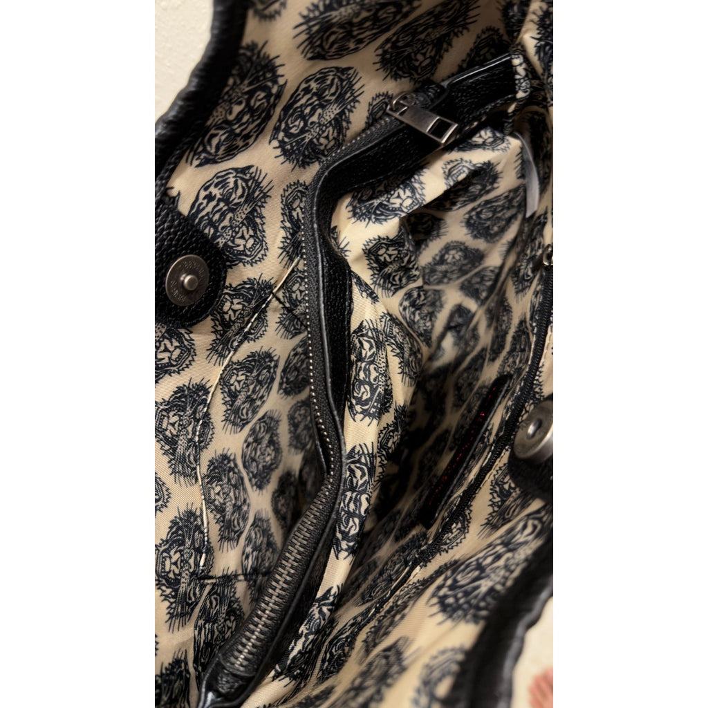 New Ed Hardy Tattoo Print Tote Bag Skull, Tiger & Swallow Graphic Shoulder Bag