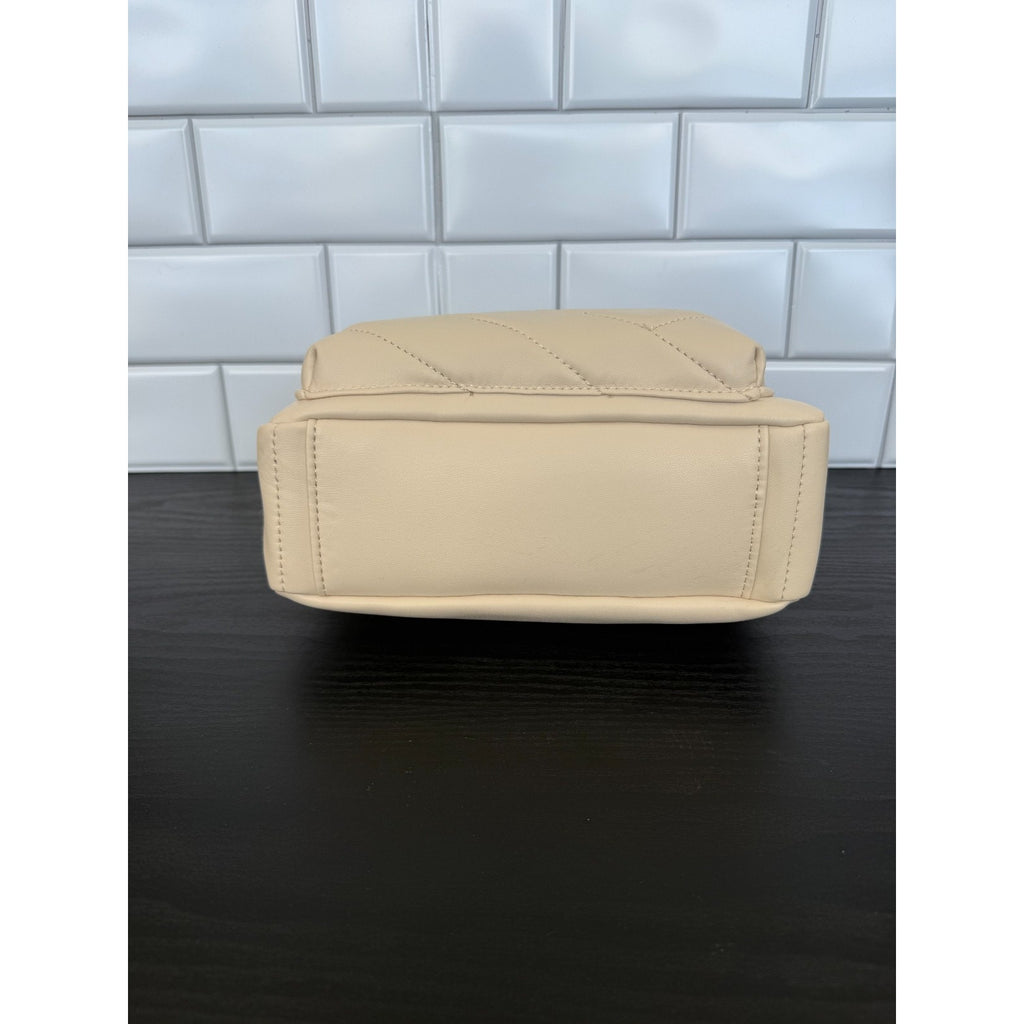 Primark Quilted Double Zip Camera Bag Ivory Gold Hardware NWT