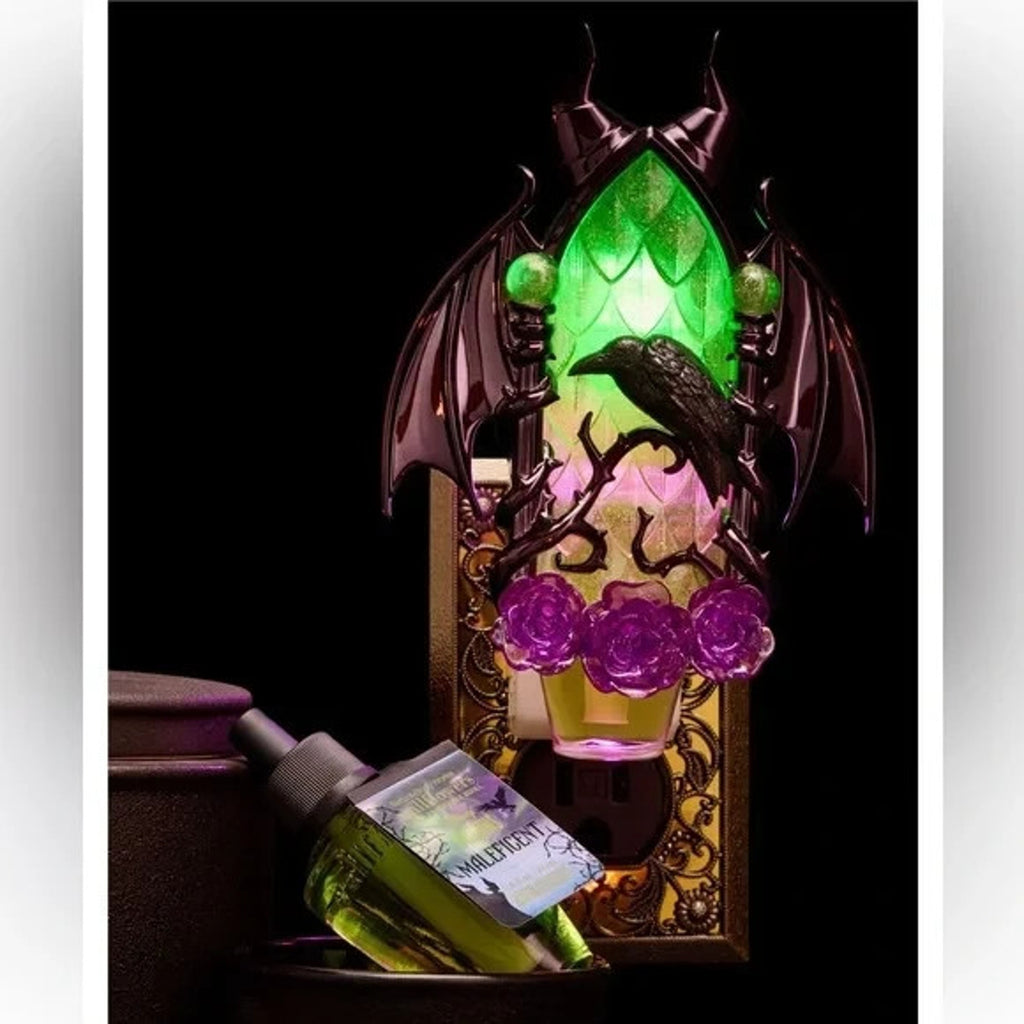 NWT BBW Disney Villains Maleficent Raven Wallflower Nightlight Scent Control Plu