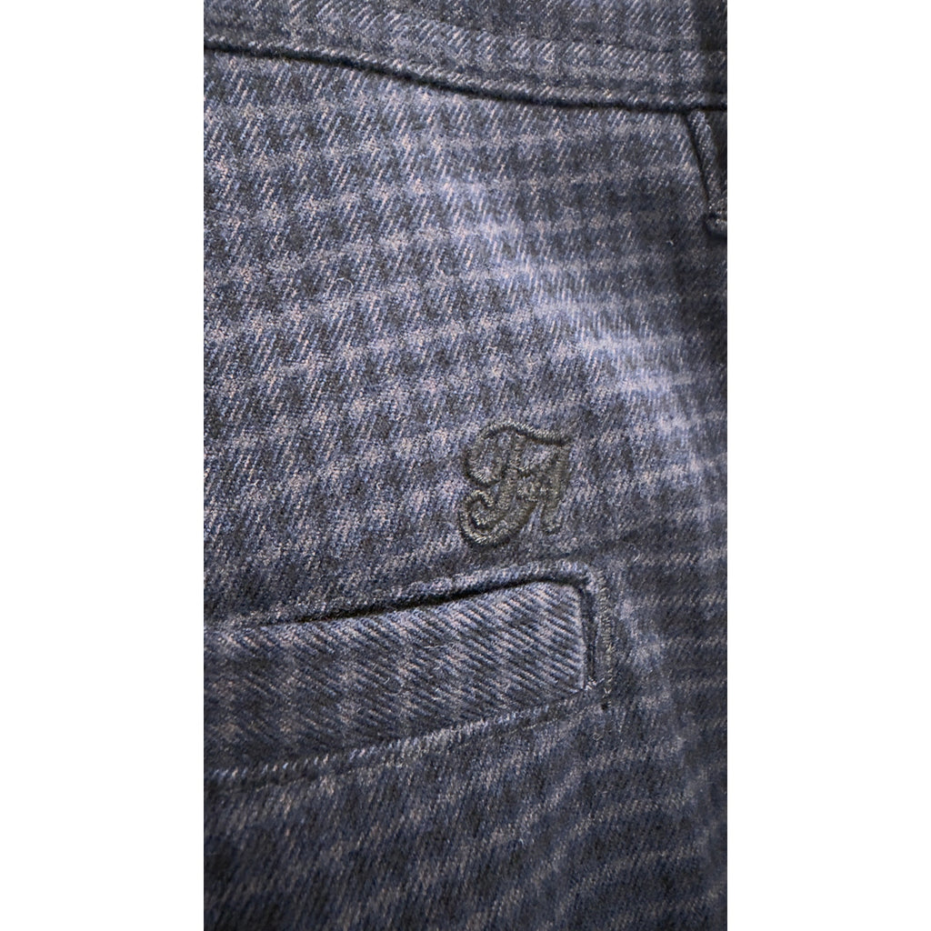 Mens Navy Blue Micro Check Plaid Trousers Dress Pants 36x32 Stretch Chino Slacks
