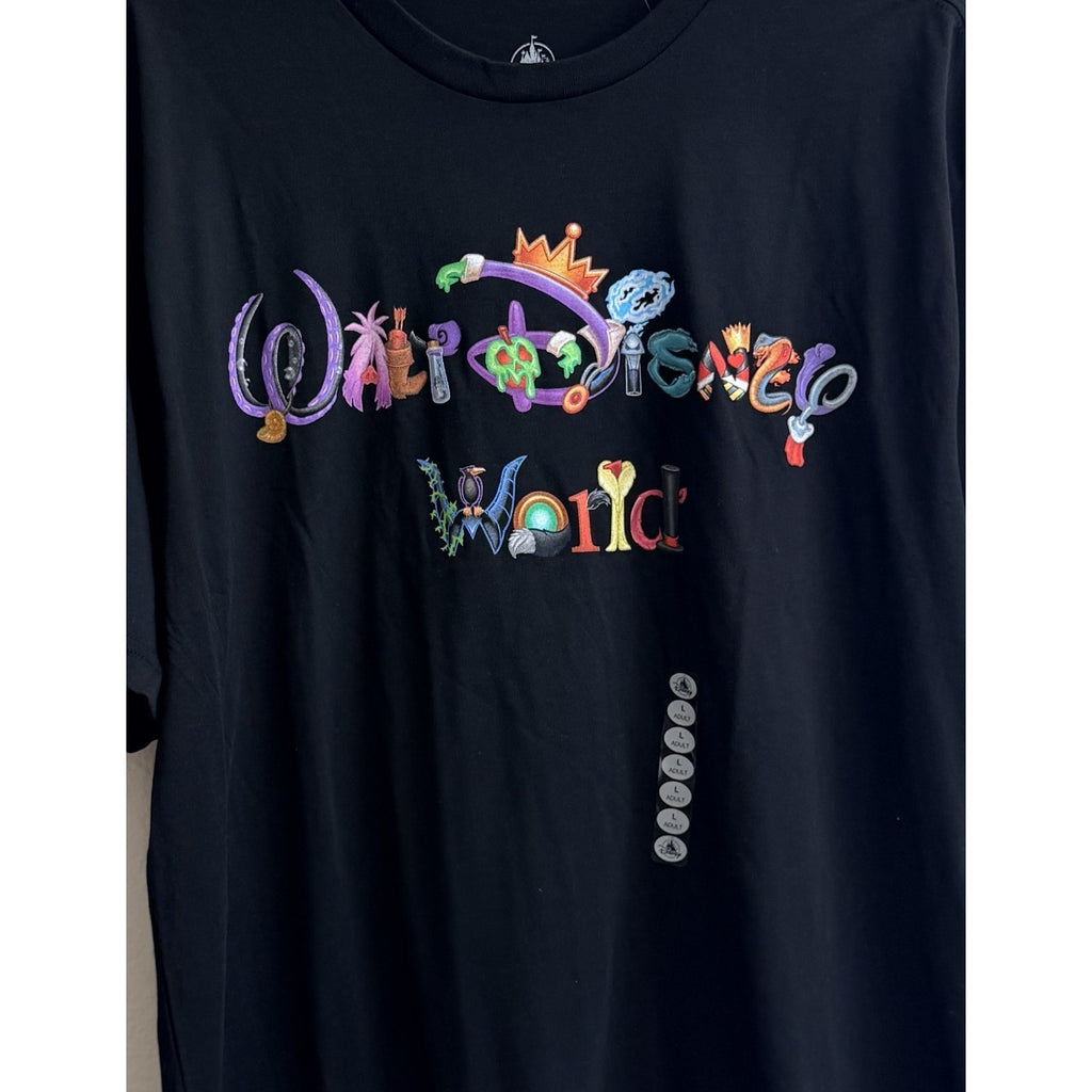 Disney Parks Villains Character Letters Tee - Brand New - Adult Size Large