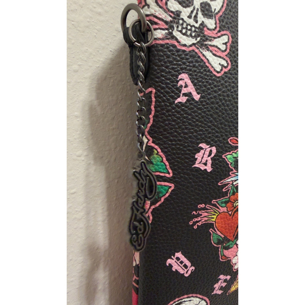 New Ed Hardy Tattoo Print Tote Bag Skull, Tiger & Swallow Graphic Shoulder Bag