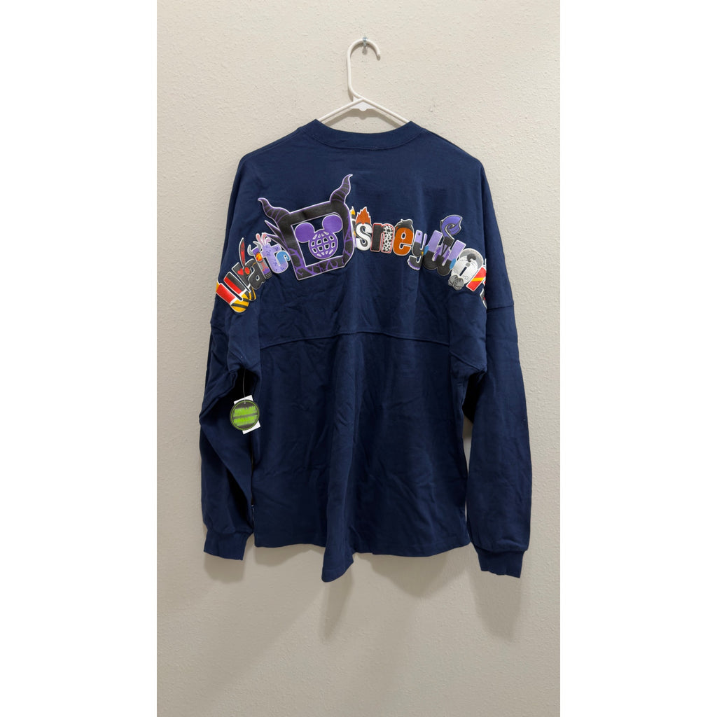 Disney Parks Spirit Jersey Navy Blue Villians Lettering Medium NWT