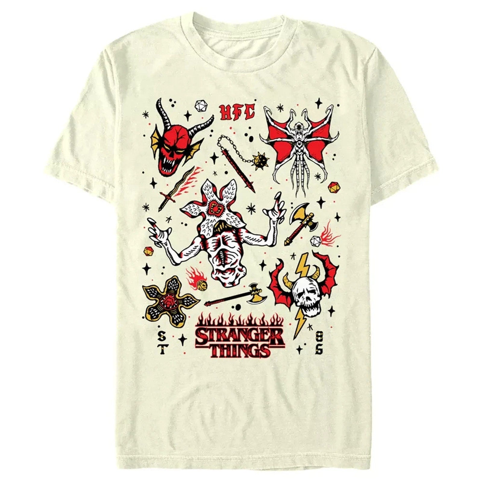 Stranger Things HELLFIRE CLUB Icon Collage T-Shirt - Men's Large NWT